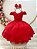 Vestido Infantil Renda Metalizada Vermelho Com Tiara Damas - Imagem 8