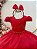 Vestido Infantil Renda Metalizada Vermelho Com Tiara Damas - Imagem 3