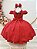 Vestido Infantil Renda Metalizada Vermelho Com Tiara Damas - Imagem 5
