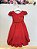 Vestido Infantil Renda Metalizada Vermelho Com Tiara Damas - Imagem 6