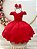Vestido Infantil Renda Metalizada Vermelho Com Tiara Damas - Imagem 2