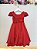 Vestido Infantil Renda Metalizada Vermelho Com Tiara Damas - Imagem 7