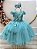 Vestido Infantil Verde Renda e Aplique Borboletas Damas Luxo - Imagem 1