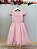 Vestido Infantil Rosa Apliques Borboletas Festas Luxo - Imagem 1