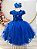 Vestido Infantil Azul Royal Renda Borboletas Daminhas Luxo - Imagem 1