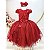 Vestido Infantil Vermelho Apliques Borboletas Festas Luxo - Imagem 1
