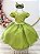 Vestido Infantil Verde Oliva Busto Nervura Festas Daminhas - Imagem 1