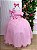 Vestido Infantil Longo Rosa Chiclete Formatura Tule Glitter Festa - Imagem 1