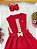 Vestido Infantil Vermelho com Guipir e Cinto Broche Festas - Imagem 6