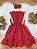 Vestido Infantil Vermelho com Guipir e Cinto Broche Festas - Imagem 5