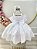 Vestido Infantil de Alça Branco Saia Glitter e Broche Festas - Imagem 3