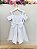 Vestido Infantil de Alça Branco Saia Glitter e Broche Festas - Imagem 5