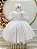 Vestido Infantil Branco Busto Renda Glitter Daminhas - Imagem 1