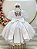 Vestido Infantil Branco Busto Renda Glitter Daminhas - Imagem 6