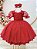 Vestido Infantil Vermelho Busto Renda Glitter Daminhas - Imagem 1