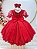 Vestido Infantil Vermelho Busto Renda Glitter Daminhas - Imagem 2