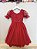 Vestido Infantil Vermelho Busto Renda Glitter Daminhas - Imagem 3