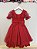 Vestido Infantil Vermelho Busto Renda Glitter Daminhas - Imagem 4