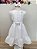 Vestido Infantil Branco com Guipir e Cinto Broche Festas - Imagem 2