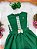 Vestido Infantil Verde Bandeira Guipir Cinto Broche Festas - Imagem 3