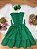 Vestido Infantil Verde Bandeira Guipir Cinto Broche Festas - Imagem 5