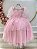 Vestido Infantil Rosa Busto Renda Daminhas Festas Luxo - Imagem 1