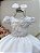 Vestido Infantil Renda Metalizada Branco Com Tiara Damas - Imagem 2