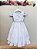 Vestido Infantil Renda Metalizada Branco Com Tiara Damas - Imagem 5