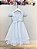 Vestido Infantil Renda Metalizada Branco Com Tiara Damas - Imagem 4