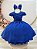 Vestido Infantil Azul Royal Renda Metalizada Tiara Daminhas - Imagem 1