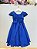 Vestido Infantil Azul Royal Renda Metalizada Tiara Daminhas - Imagem 4