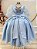 Vestido Infantil Azul Busto Renda Daminhas Festas Luxo - Imagem 3