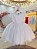 Vestido Infantil Branco Cinto de Pérolas Batizado Festas - Imagem 1