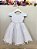 Vestido Infantil Branco Cinto de Pérolas Batizado Festas - Imagem 5