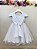 Vestido Infantil Branco Cinto de Pérolas Batizado Festas - Imagem 4