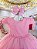 Vestido Infantil Rosa Cinto de Pérolas Batizado Festas - Imagem 2