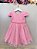 Vestido Infantil Rosa Cinto de Pérolas Batizado Festas - Imagem 4
