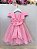 Vestido Infantil Rosa Cinto de Pérolas Batizado Festas - Imagem 5