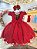 Vestido Infantil Vermelho Cinto de Pérolas Batizado Festas - Imagem 5