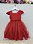 Vestido Infantil Vermelho Cinto de Pérolas Batizado Festas - Imagem 6