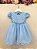 Vestido Bebê Azul Claro Busto Nervura Pérolas Batizados - Imagem 2