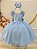 Vestido Infantil Azul Claro Pérolas Saia Glitter Daminhas - Imagem 1