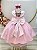 Vestido Infantil Rosa Claro Pérolas Saia Glitter Daminhas - Imagem 3