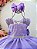 Vestido Infantil Lilás com Pérolas Saia Glitter Daminhas - Imagem 3