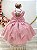 Vestido Infantil Rose com Pérolas Saia Glitter Daminhas - Imagem 3
