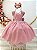 Vestido Infantil Rose com Pérolas Saia Glitter Daminhas - Imagem 1