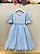Vestido Infantil Azul Busto Bordado Daminhas Festas Luxo - Imagem 4