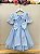 Vestido Infantil Azul Busto Bordado Daminhas Festas Luxo - Imagem 5