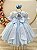 Vestido Infantil Azul Busto Bordado Daminhas Festas Luxo - Imagem 3