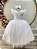 Vestido Infantil Longo Branco Com Apliques Daminhas Festas - Imagem 1
